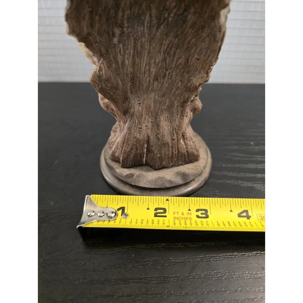 5in Polystone Wolf Head On Base Statue Wild Animal Decorative Sculpture
